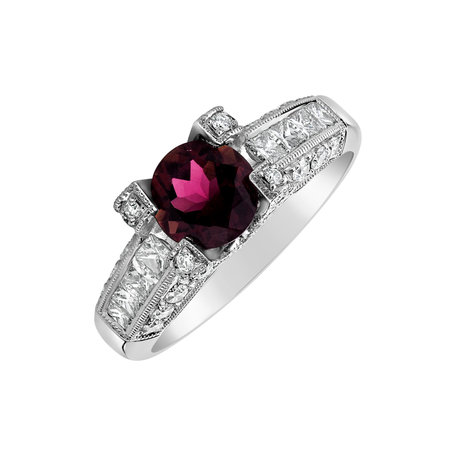 Diamond ring with Tourmalíne Red Poem