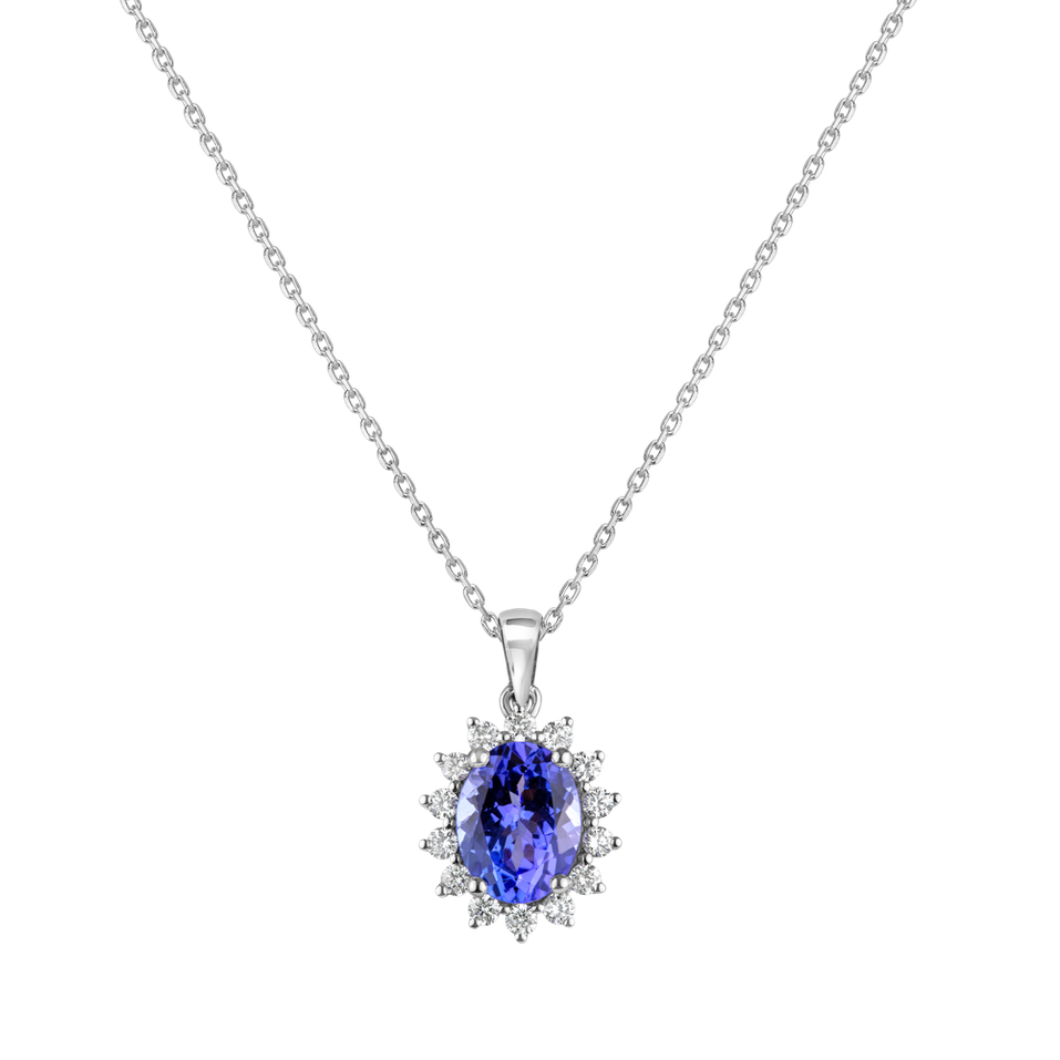 Diamond pendant with Tanzanite Princess Sparkle