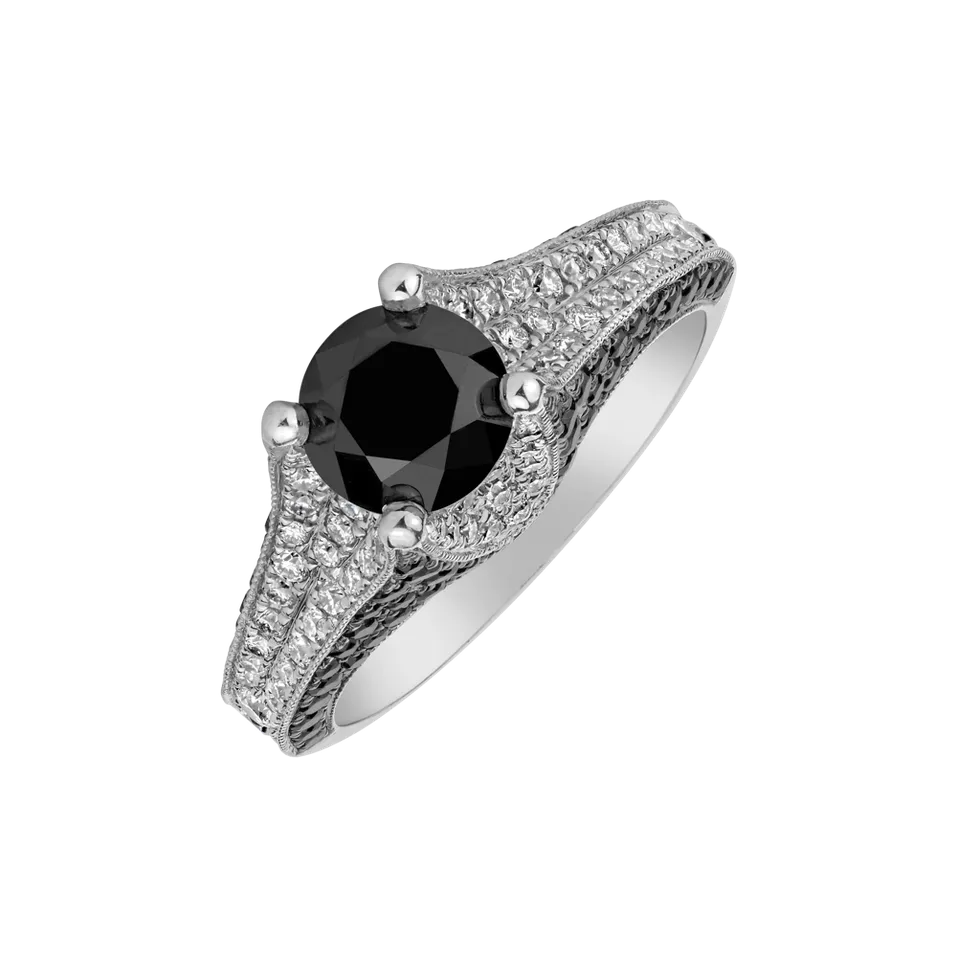Ring with black and white diamonds Broadway Miracle