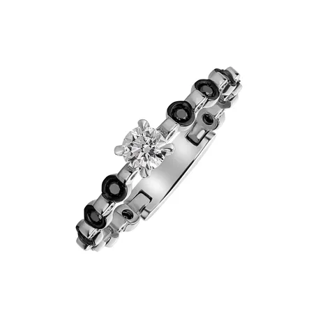 Ring with black and white diamonds Girauld