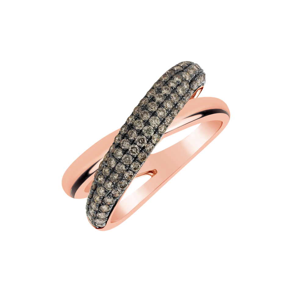 Ring with brown diamonds Star Labyrinth