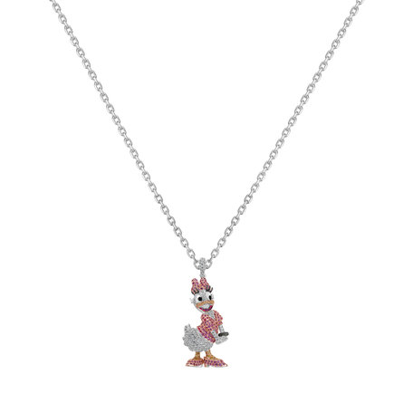 Diamond pendant with Sapphire , Ruby and Garnet Lady Daisy