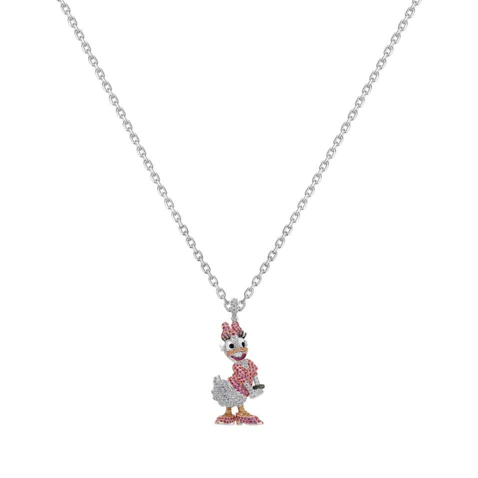 Diamond pendant with Sapphire , Ruby and Garnet Lady Daisy