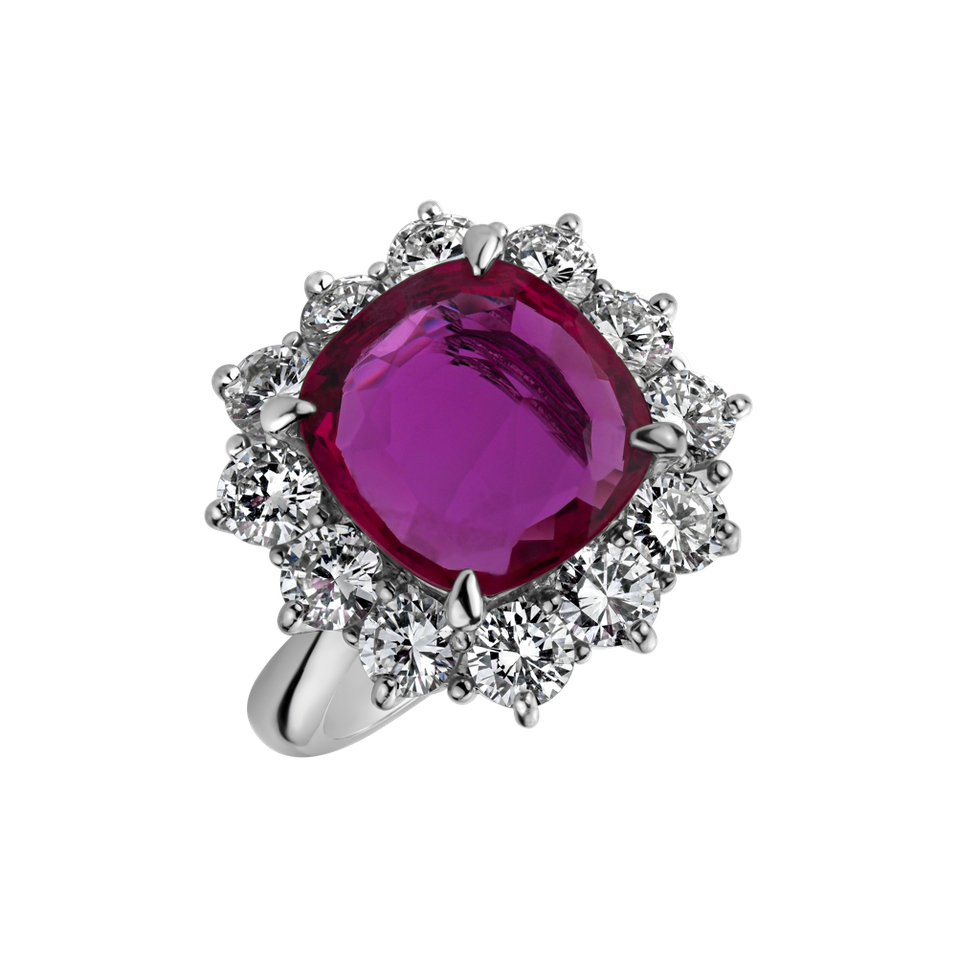 Diamond ring with Ruby Red Czarina