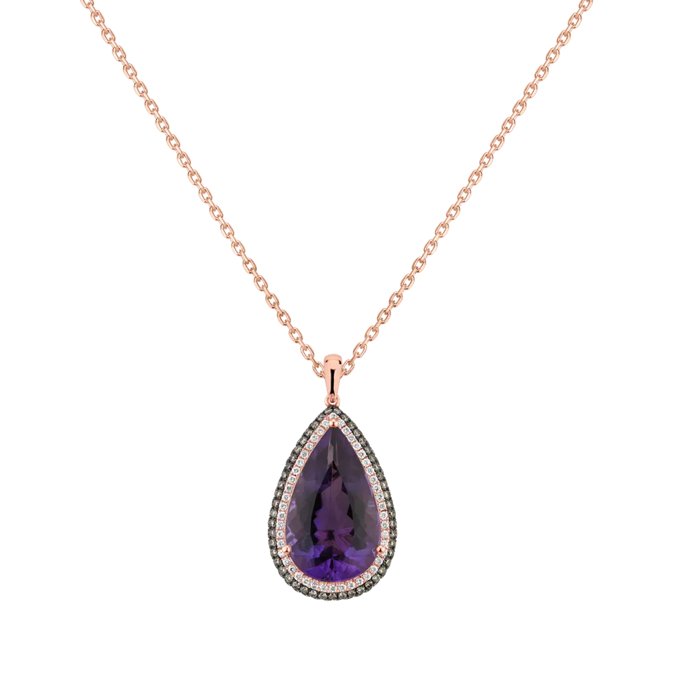 Pendant with brown and white diamonds and Amethyst Moonlight Opera