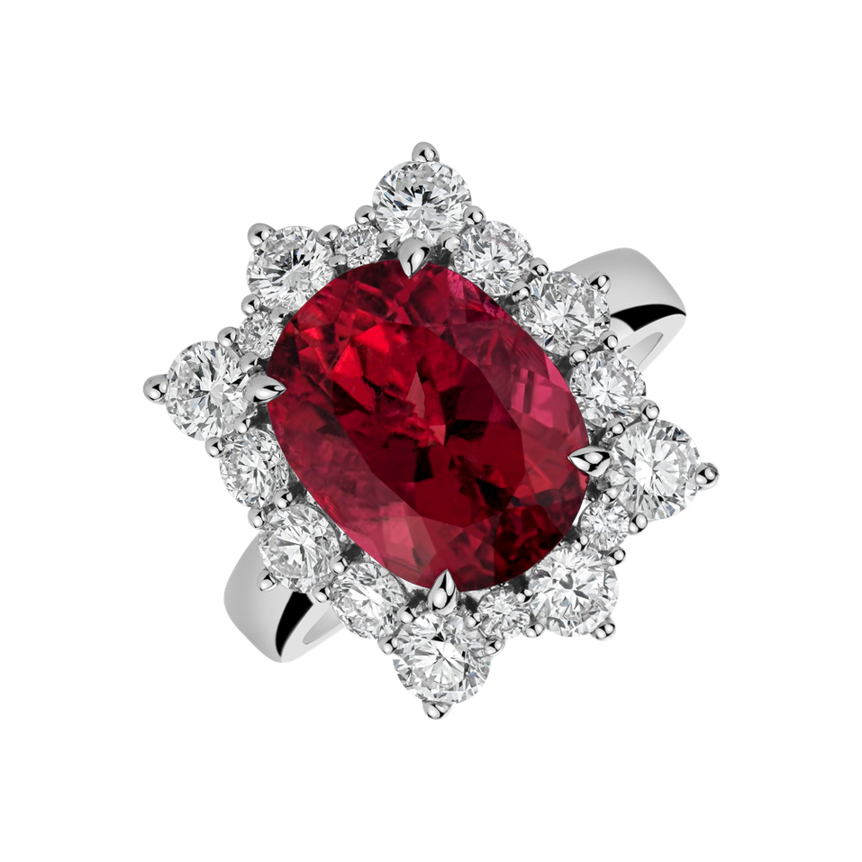 Diamond ring with Tourmalíne Wonder Rose