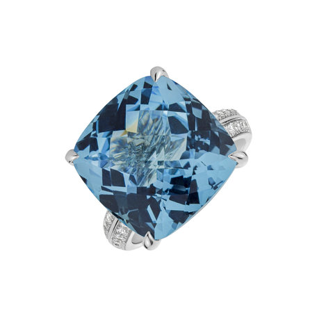 Diamond ring with Topaz Blue Czarina