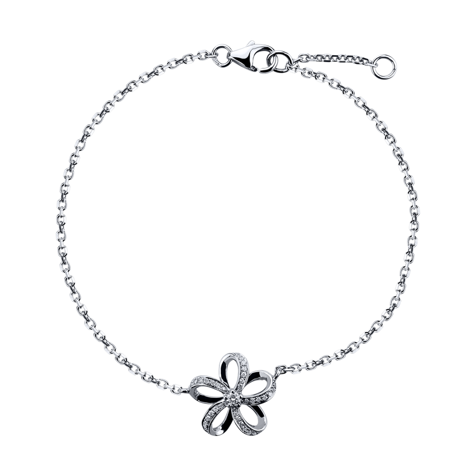 Bracelet with diamonds Minimalist Flower