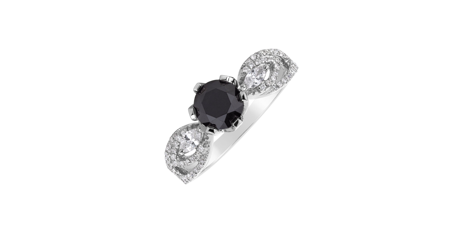 Ring with black and white diamonds Dark Romance