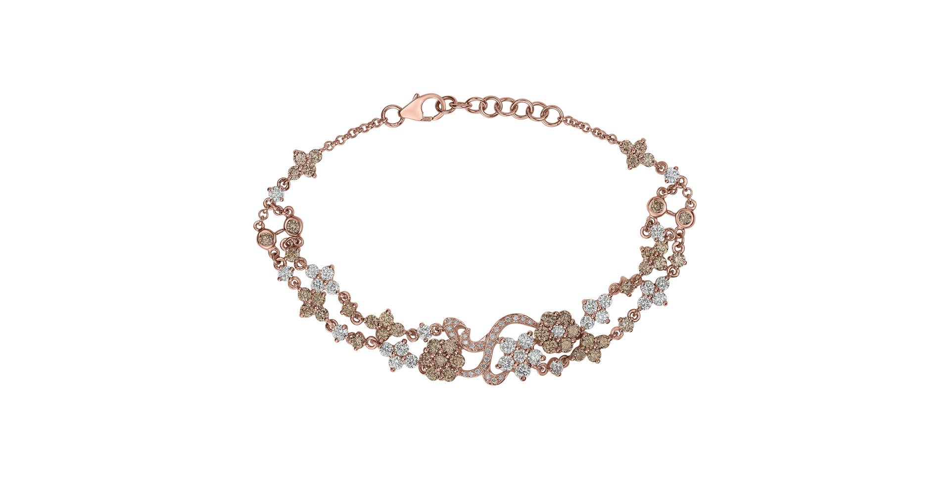 Bracelet with brown and white diamonds Starshine Flowers