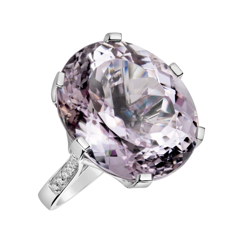 Diamond ring with Kunzite Fairytale Seraph