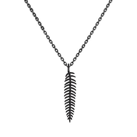 Pendant with black diamonds Amazing Feather