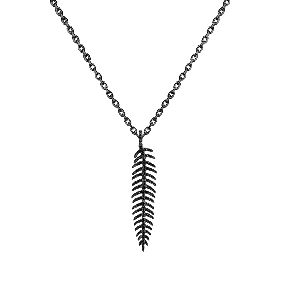Pendant with black diamonds Amazing Feather
