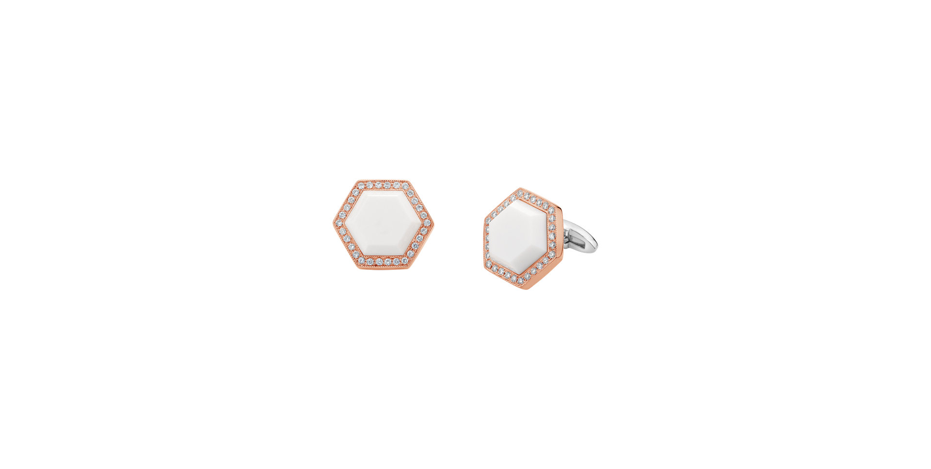 Diamond cufflinks with Agate White Night