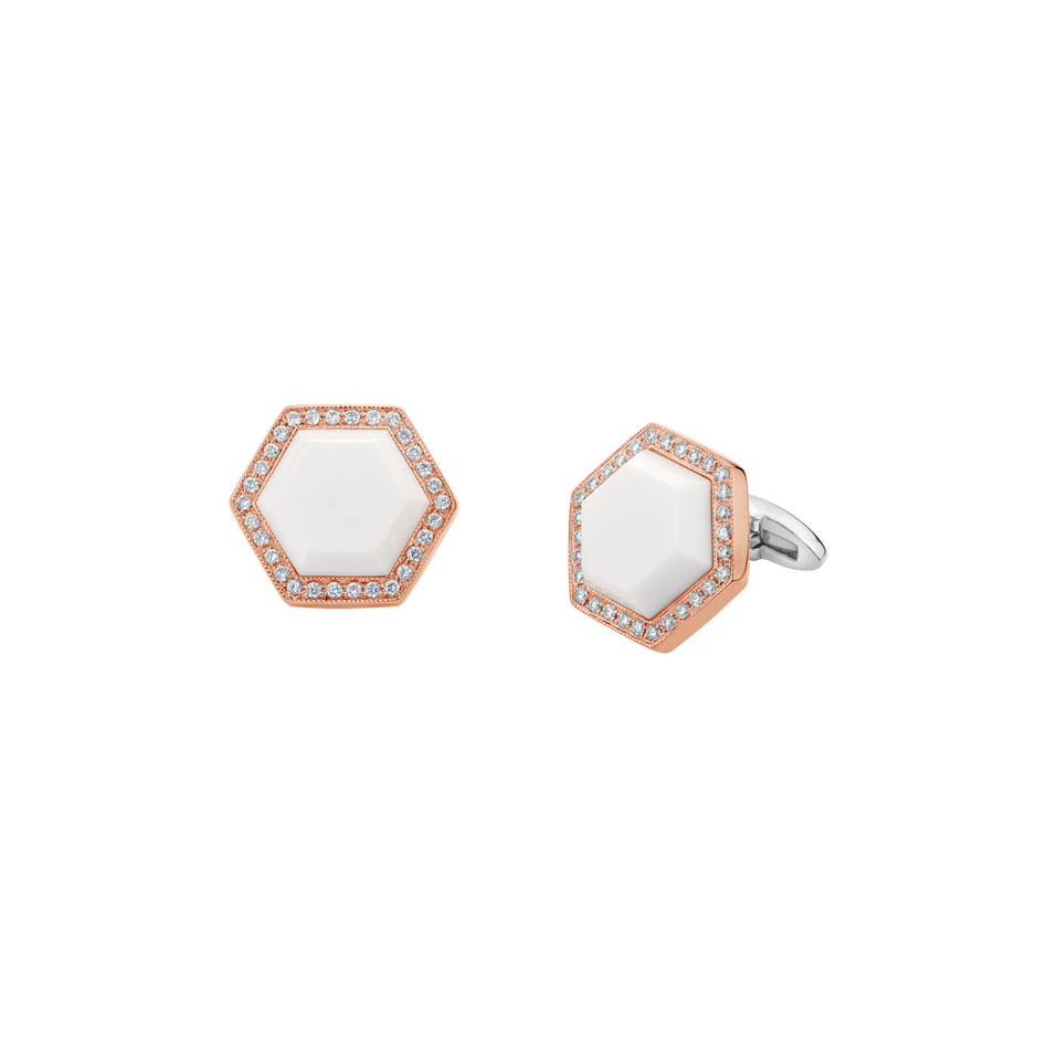 Diamond cufflinks with Agate White Night
