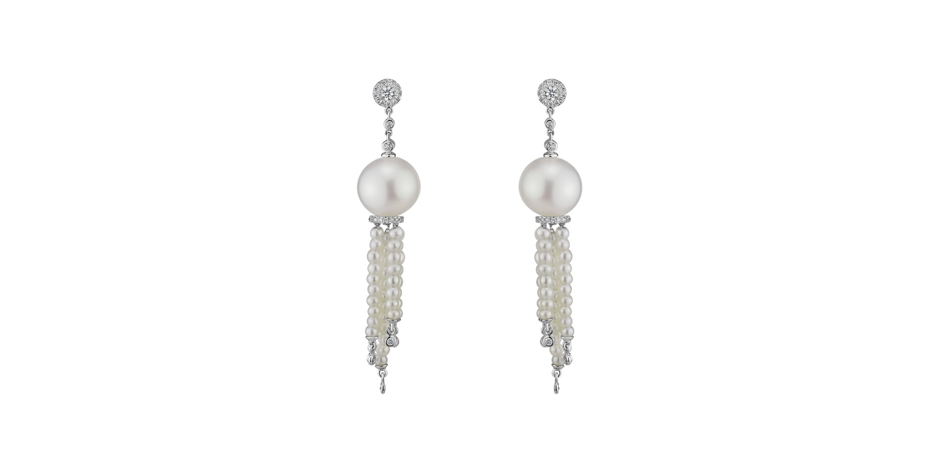 Diamond earrings with Pearl Illuminated Sea