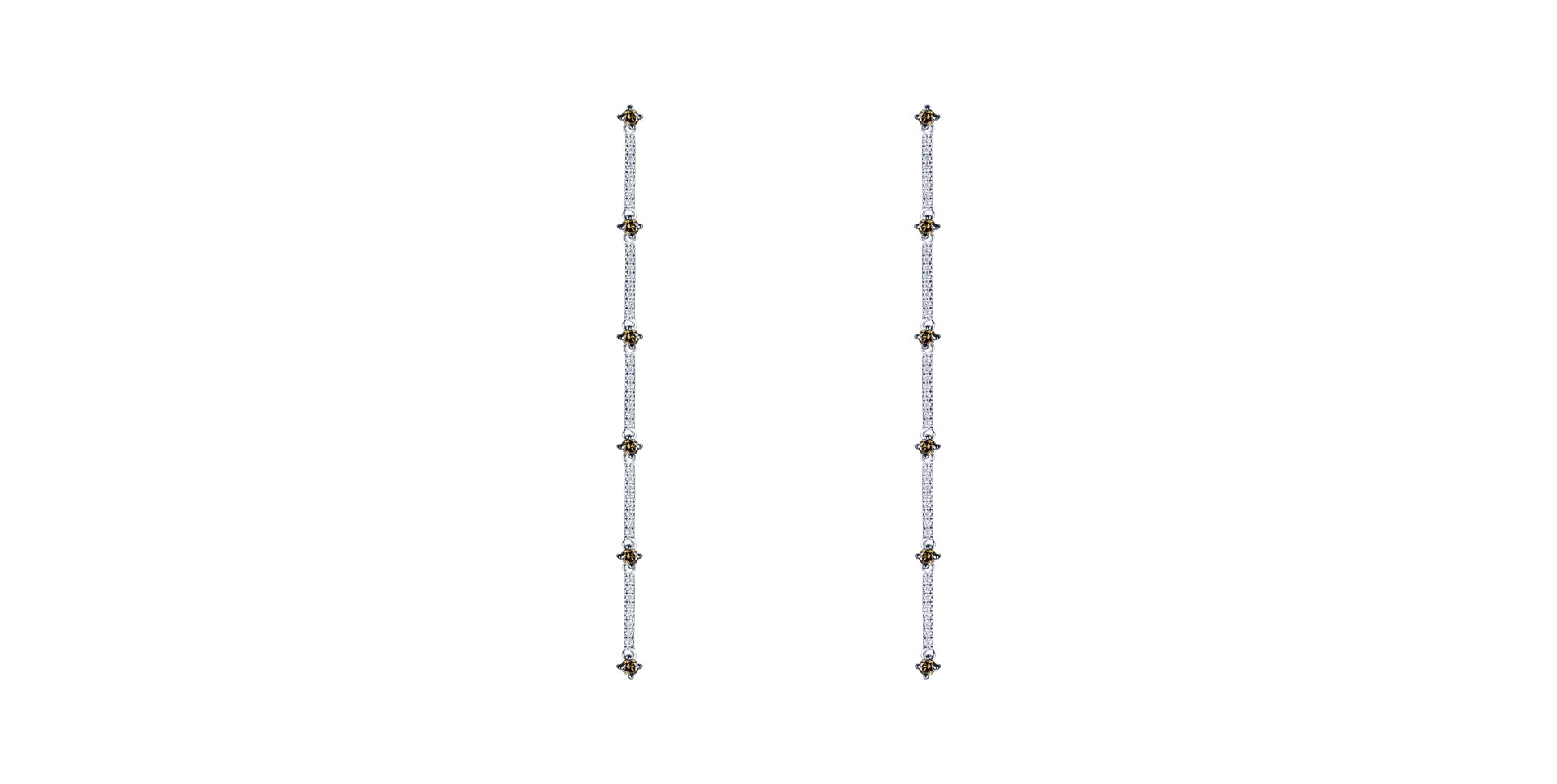 Earrings with brown and white diamonds Starry Waterfall