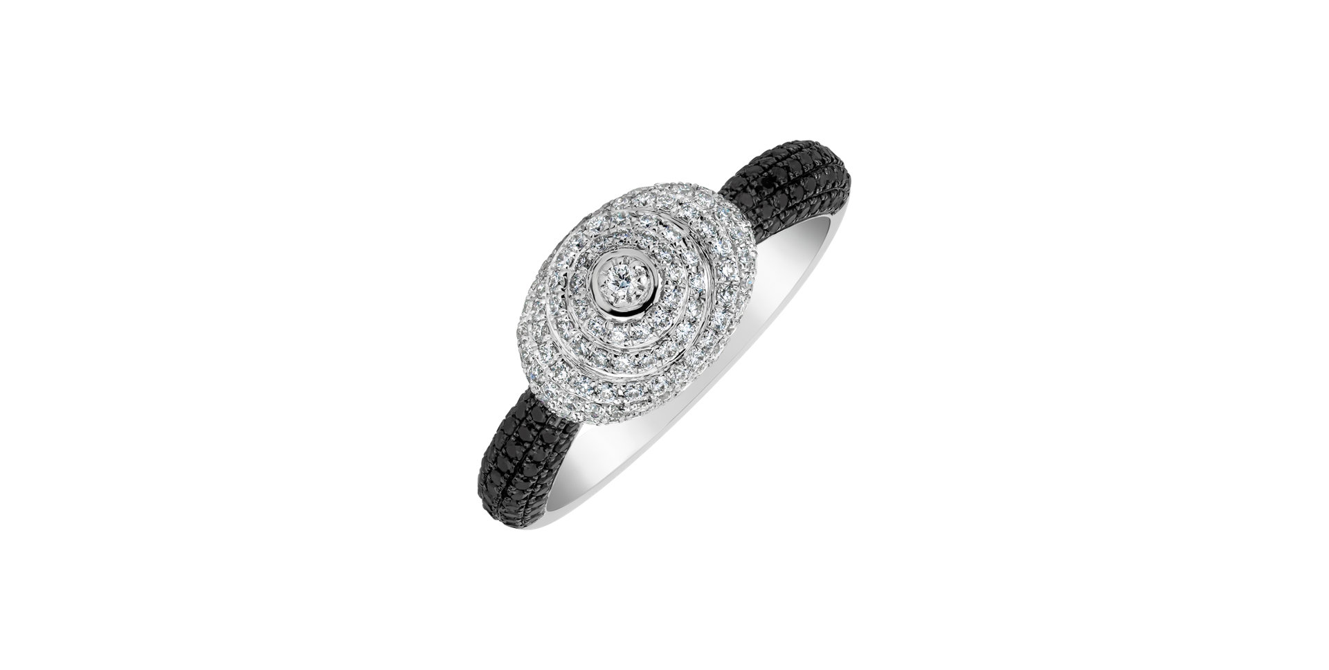 Ring with black and white diamonds Nuageux