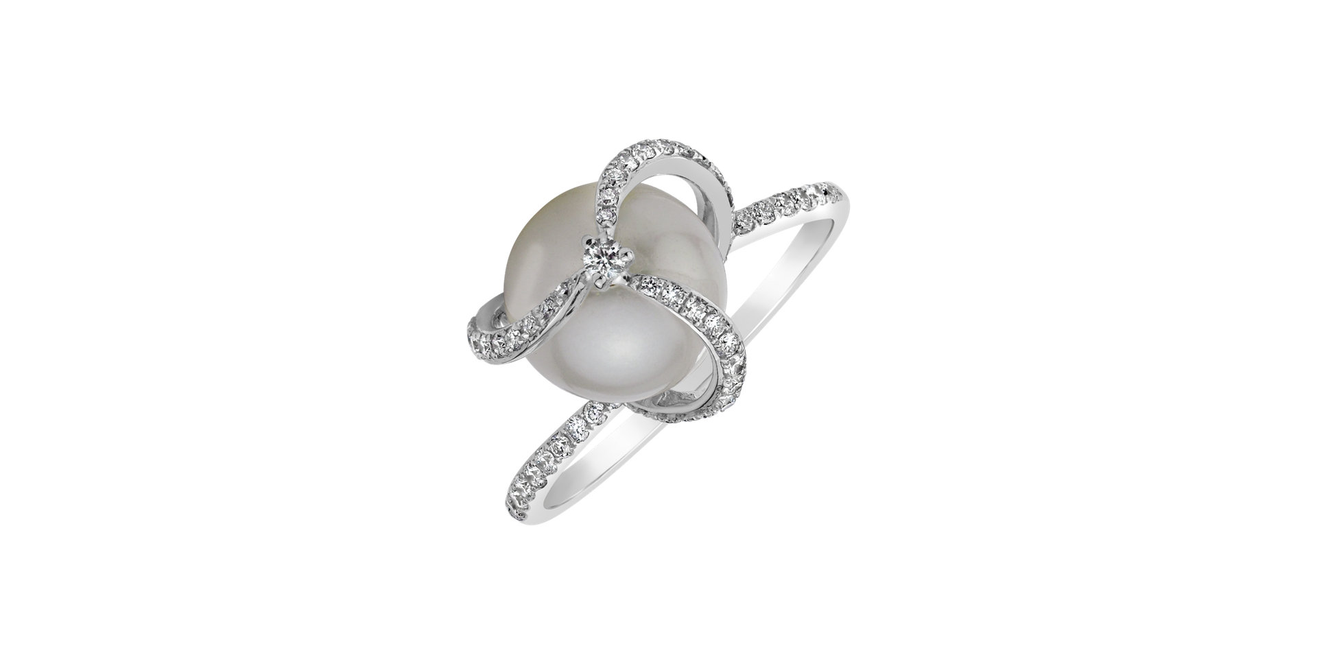 Diamond ring with Pearl Moon Reflection