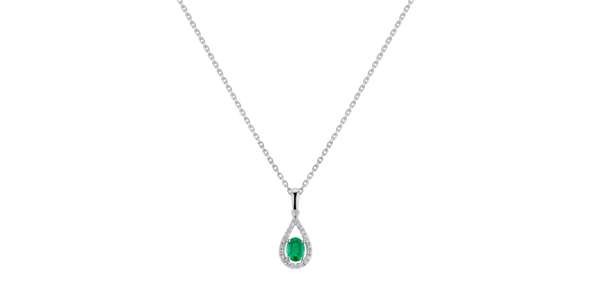 Diamond pendant with Emerald Tear of Green