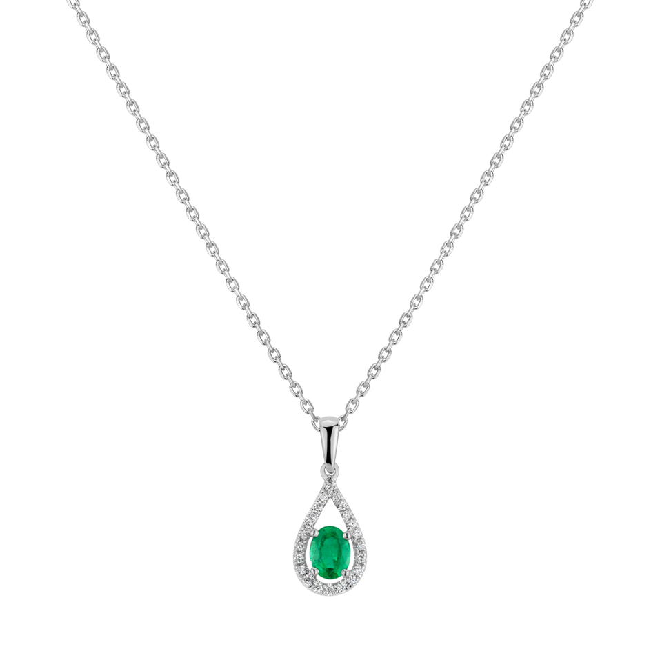 Diamond pendant with Emerald Tear of Green