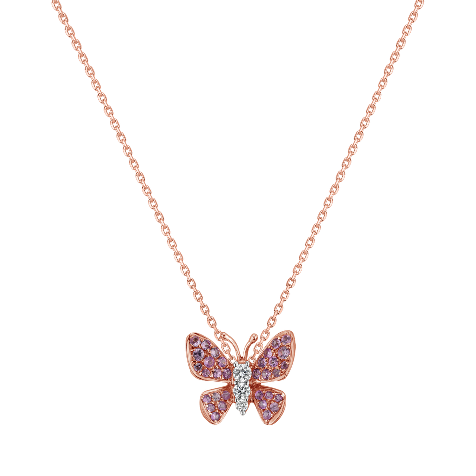 Diamond pendant with Sapphire Versailles Butterfly