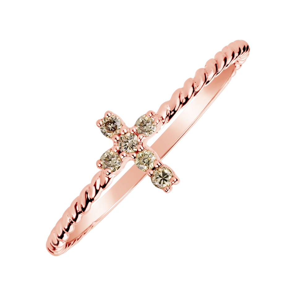 Ring with brown diamonds Cross