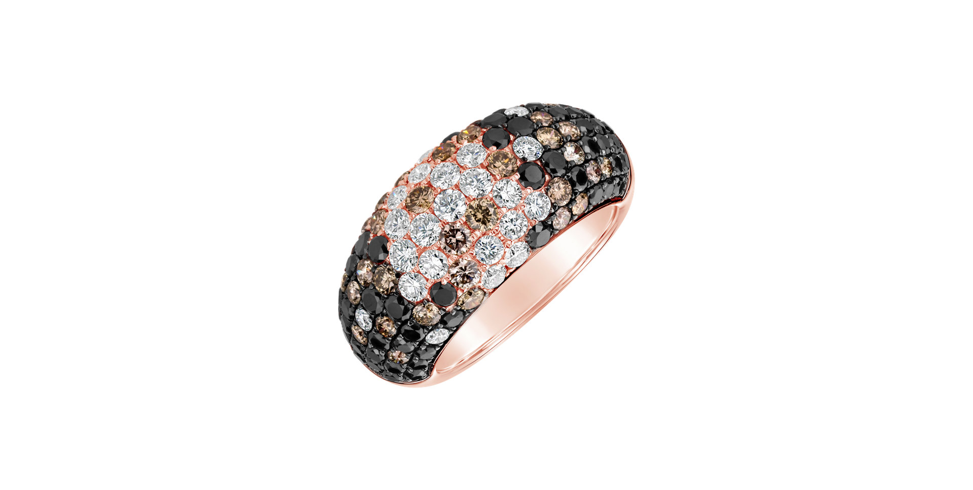Ring with pink,brown and black diamonds Inferno Miracle