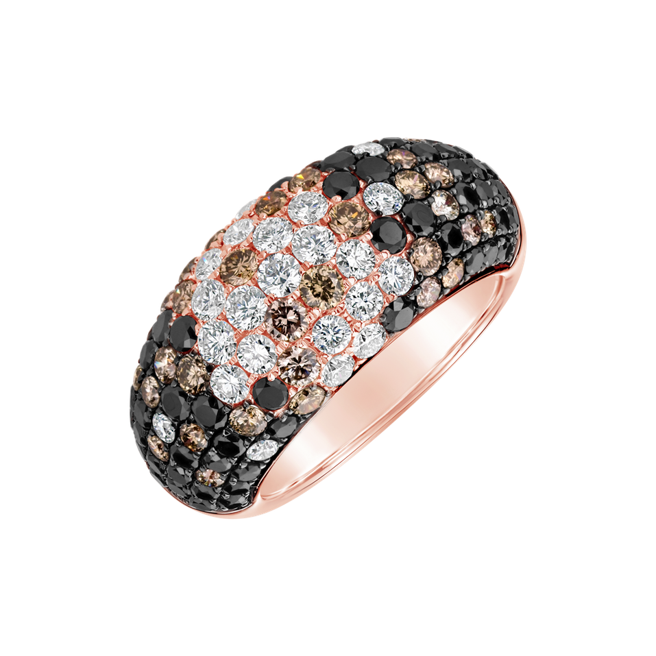 Ring with pink,brown and black diamonds Inferno Miracle