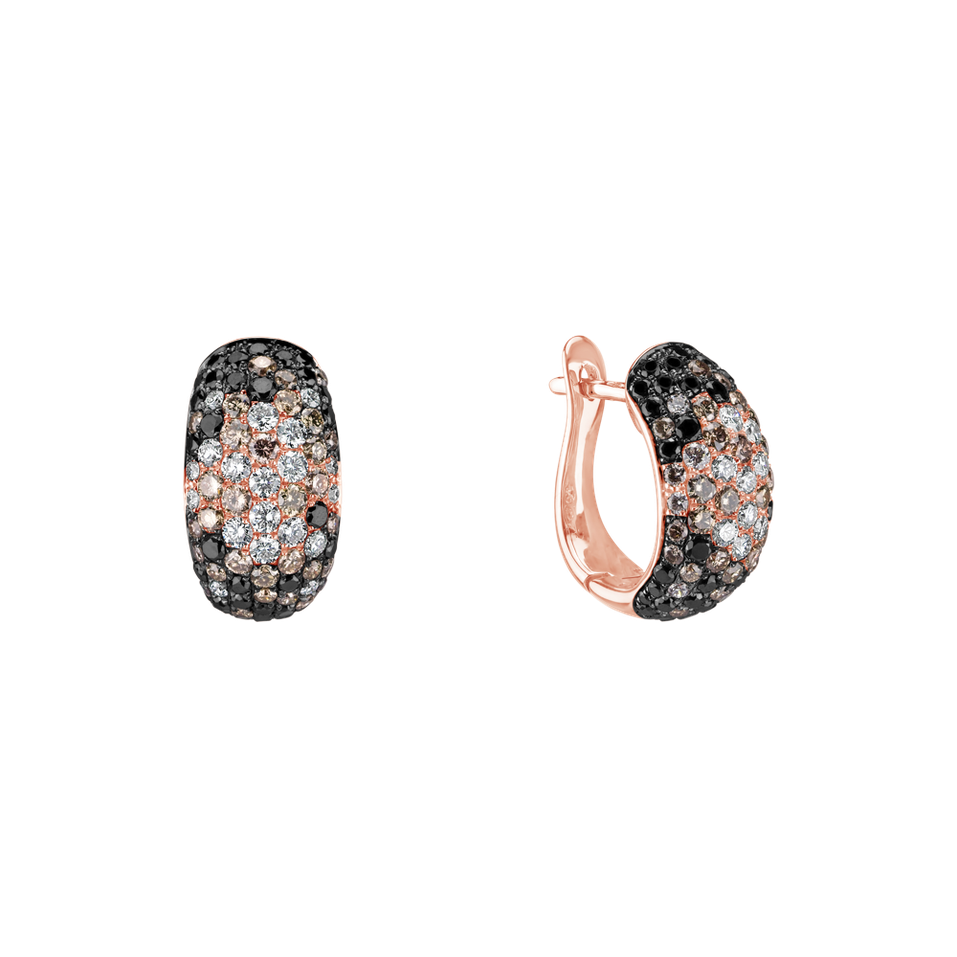 Earrings with white, brown and black diamonds Inferno Diamonds