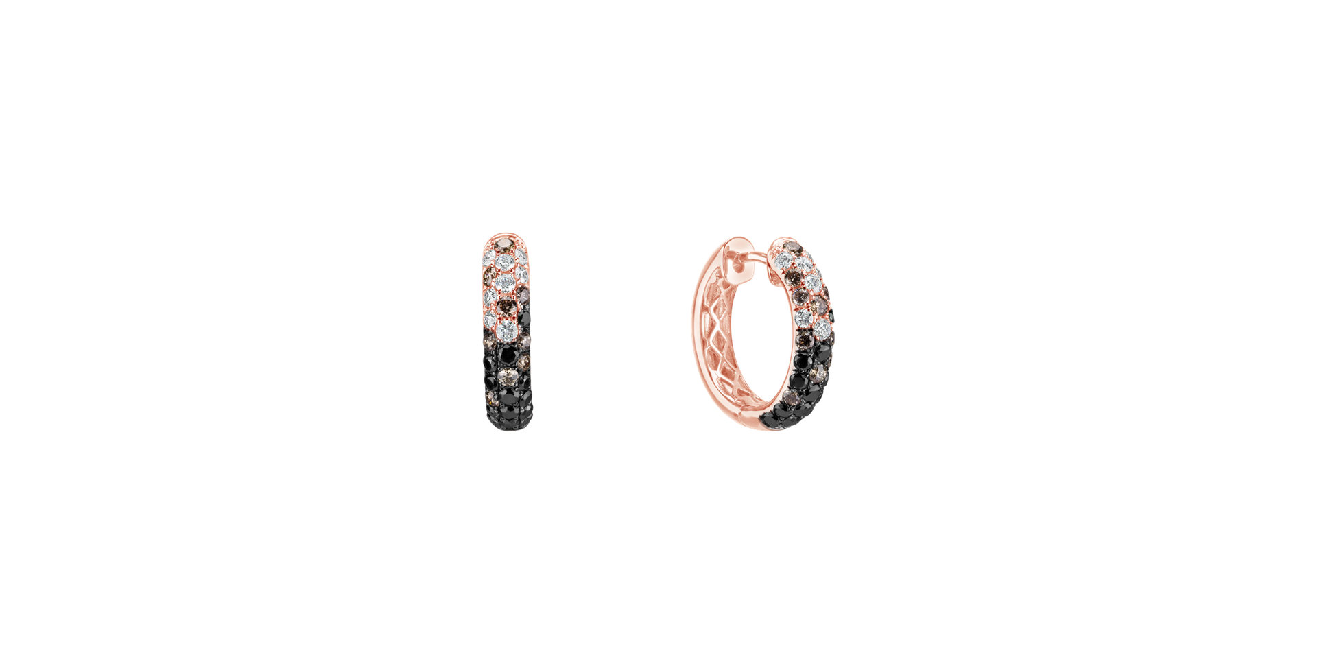 Earrings with white, brown and black diamonds Inferno Dream