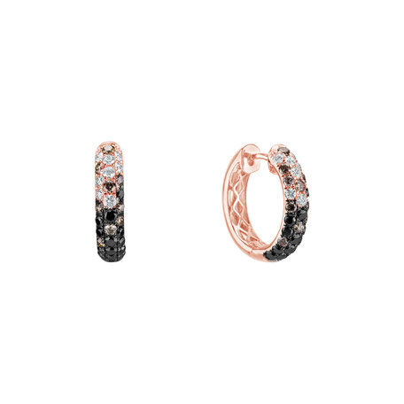 Earrings with white, brown and black diamonds Inferno Dream
