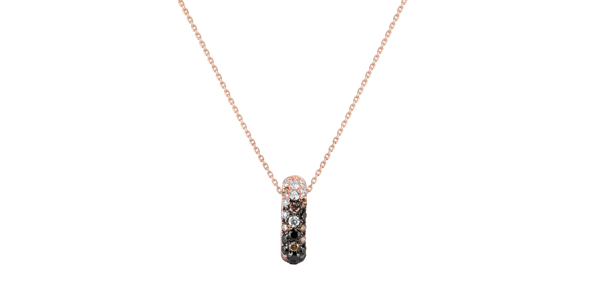 Pendant with black and white diamonds and brown Inferno Sky