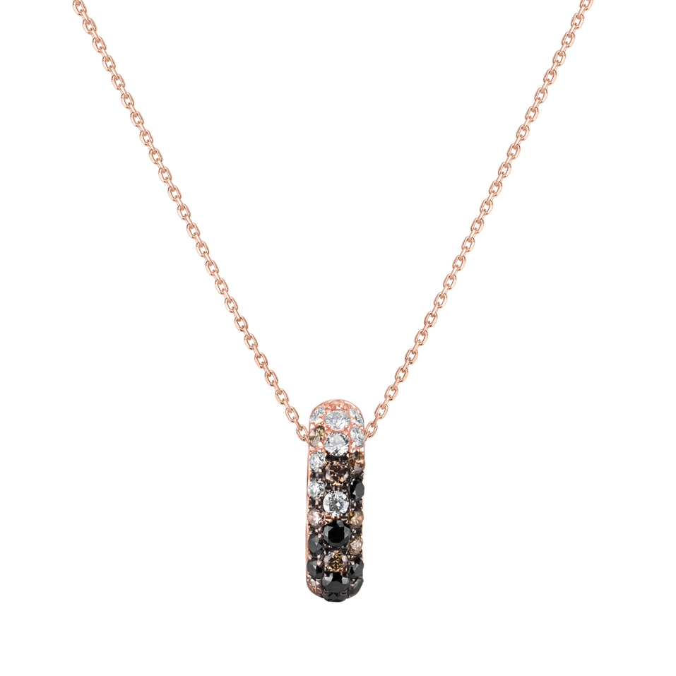 Pendant with black and white diamonds and brown Inferno Sky