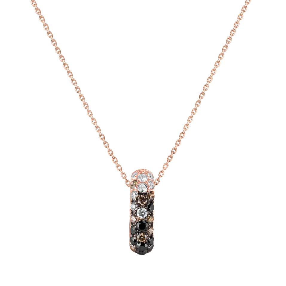Pendant with black and white diamonds and brown Inferno Sky