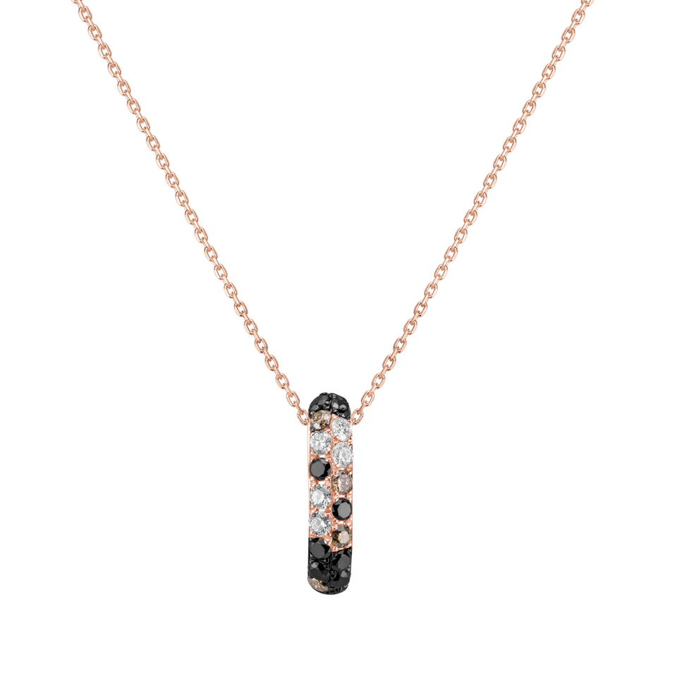 Pendant with black and white diamonds and brown Inferno Sky