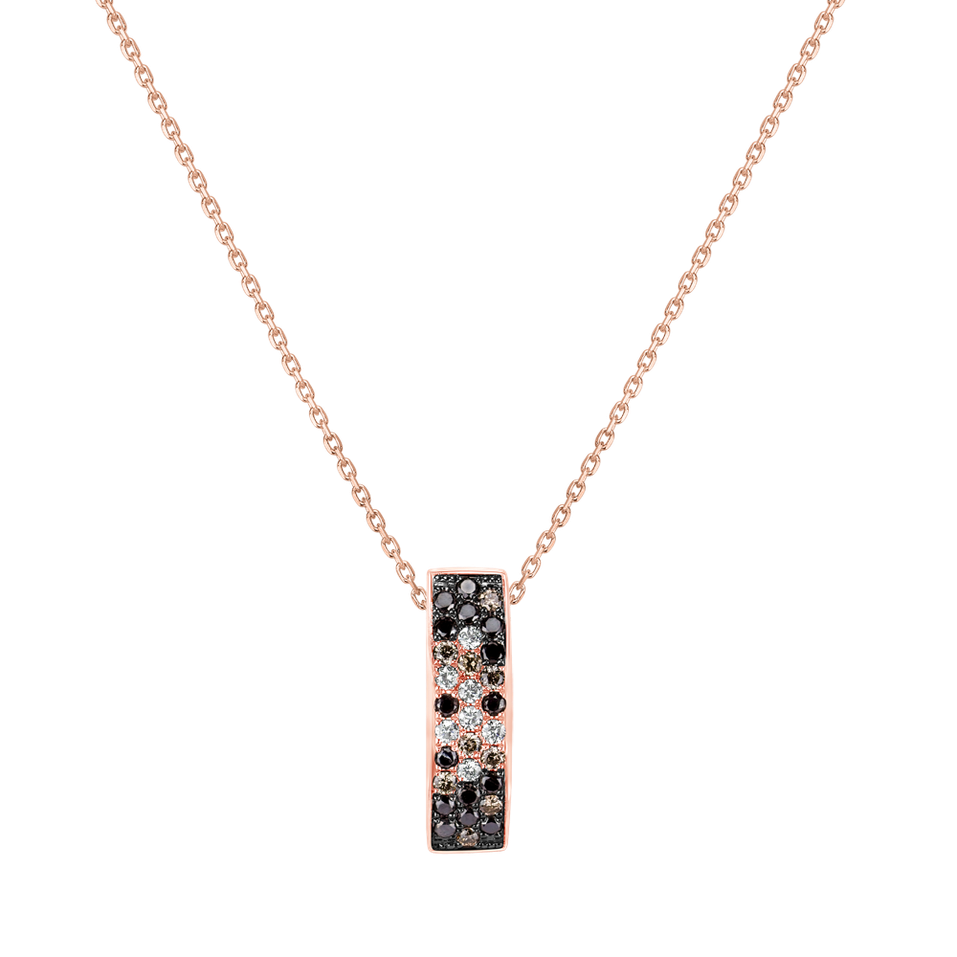 Pendant with black and white diamonds and brown Inferno Night