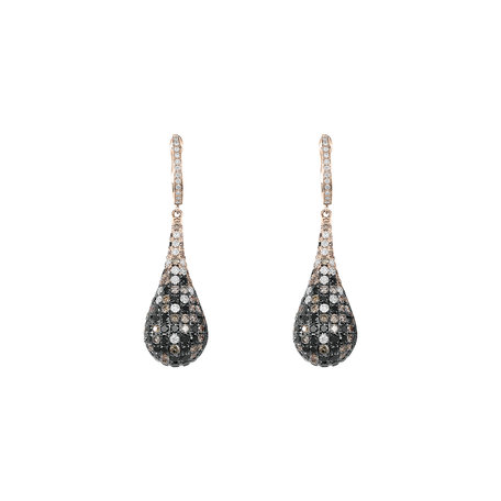 Earrings with white, brown and black diamonds Inferno Tears
