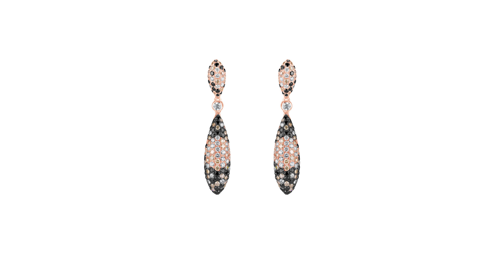 Earrings with white, brown and black diamonds Inferno Secret