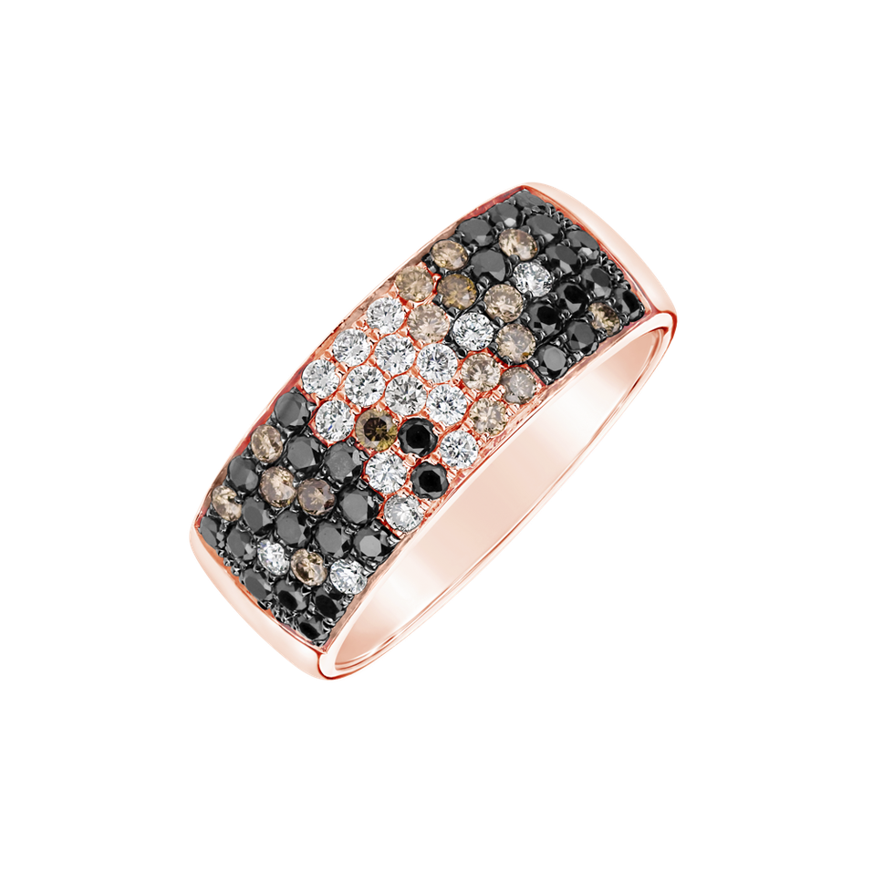 Ring with white, brown and black diamonds Inferno Sin