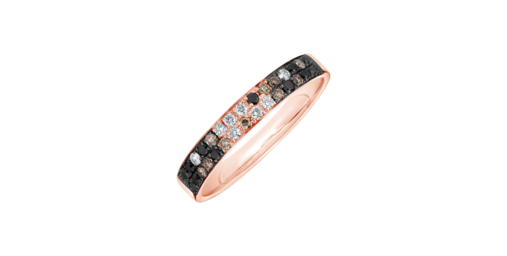 Ring with white, brown and black diamonds Inferno Sin