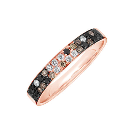Ring with white, brown and black diamonds Inferno Sin