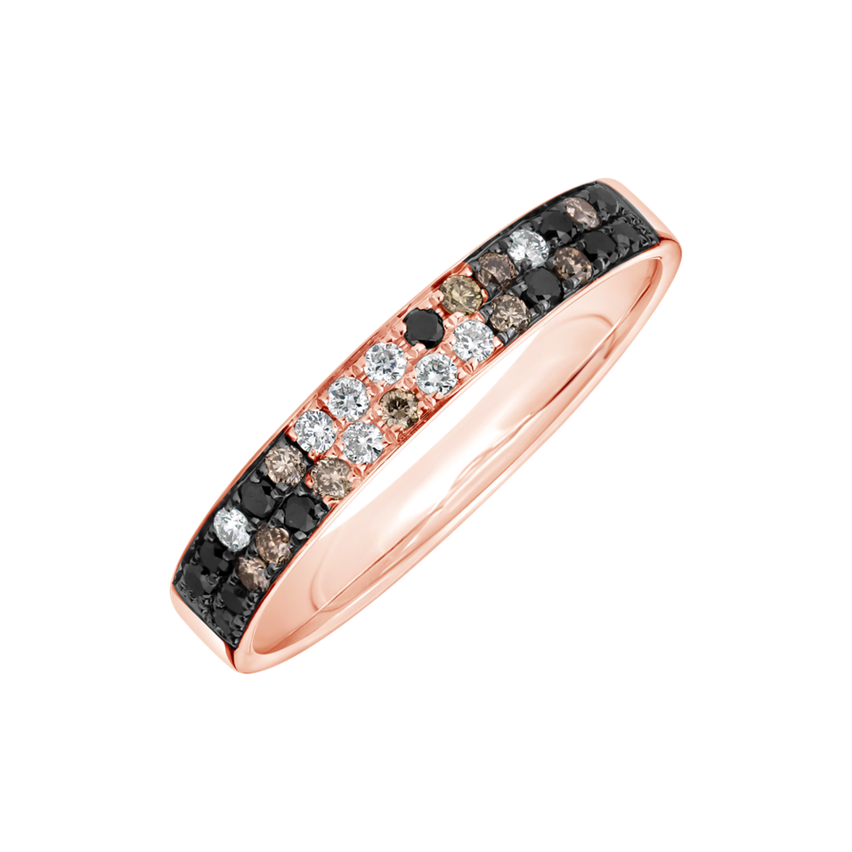 Ring with white, brown and black diamonds Inferno Sin