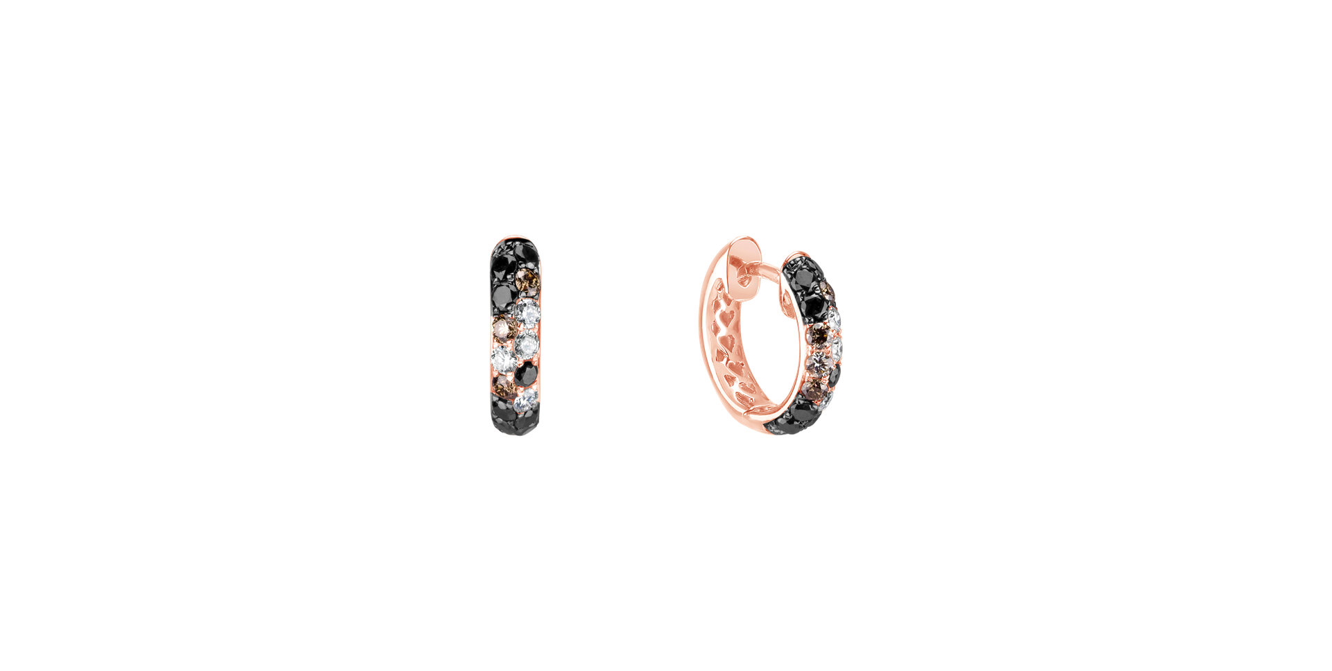 Earrings with white, brown and black diamonds Inferno Dream