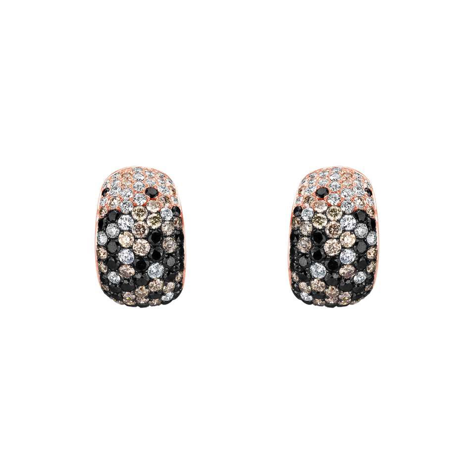 Earrings with white, brown and black diamonds Inferno Treasure