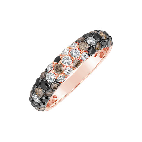 Ring with white, brown and black diamonds Inferno Galaxy