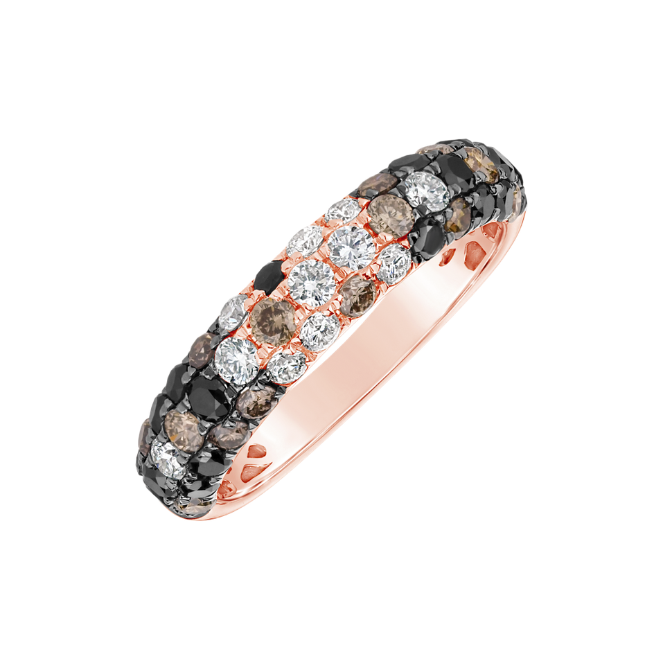 Ring with white, brown and black diamonds Inferno Galaxy