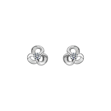 Diamond earrings Curled Flower