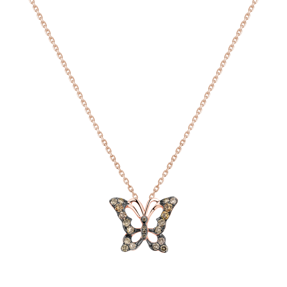 Pendant with brown diamonds Butterfly Gem