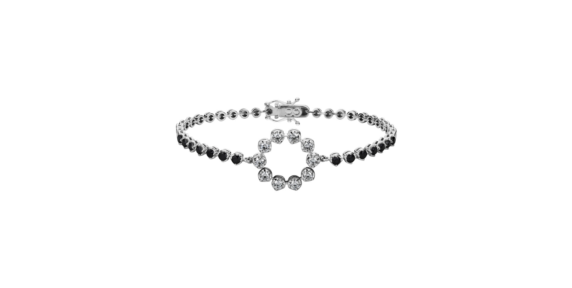 Bracelet with black and white diamonds Lourdes
